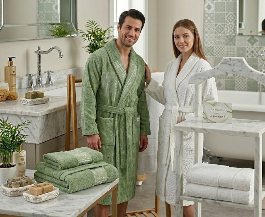 HOME COLLECTION ANEMON LIFE BAMBOO AİLE BORNOZ SETİ