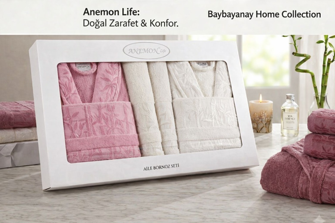HOME COLLECTION ANEMON LIFE BAMBOO AİLE BORNOZ SETİ