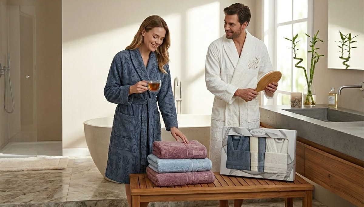 HOME COLLECTION ANEMON LIFE BAMBOO AİLE BORNOZ SETİ