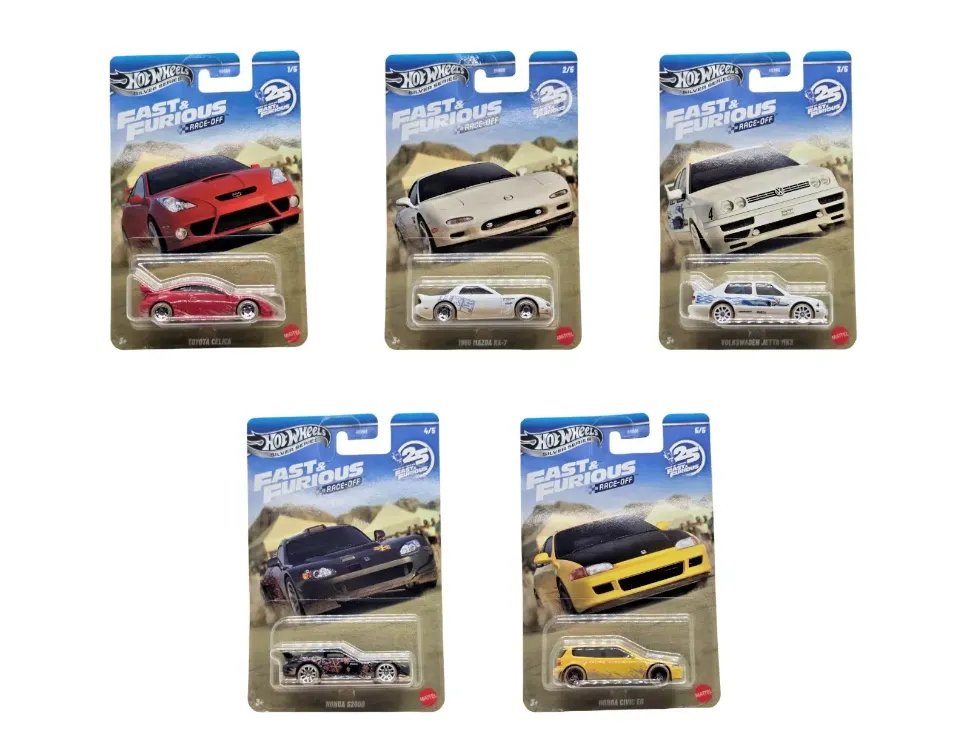 Hot Wheels Fast & Furious Race Off 5'li Set Honda Civic EG Mazda RX-7 Toyota Celica Jetta