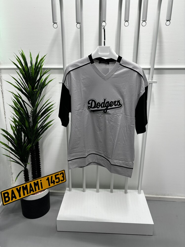 OVERSİZE DODGERS TSHİRT GRİ-SİYAH