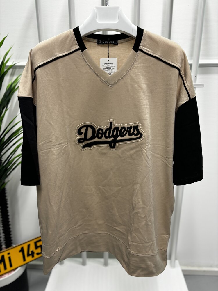 OVERSİZE DODGERS TSHİRT BEJ-SİYAH