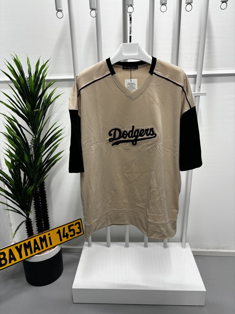 OVERSİZE DODGERS TSHİRT BEJ-SİYAH