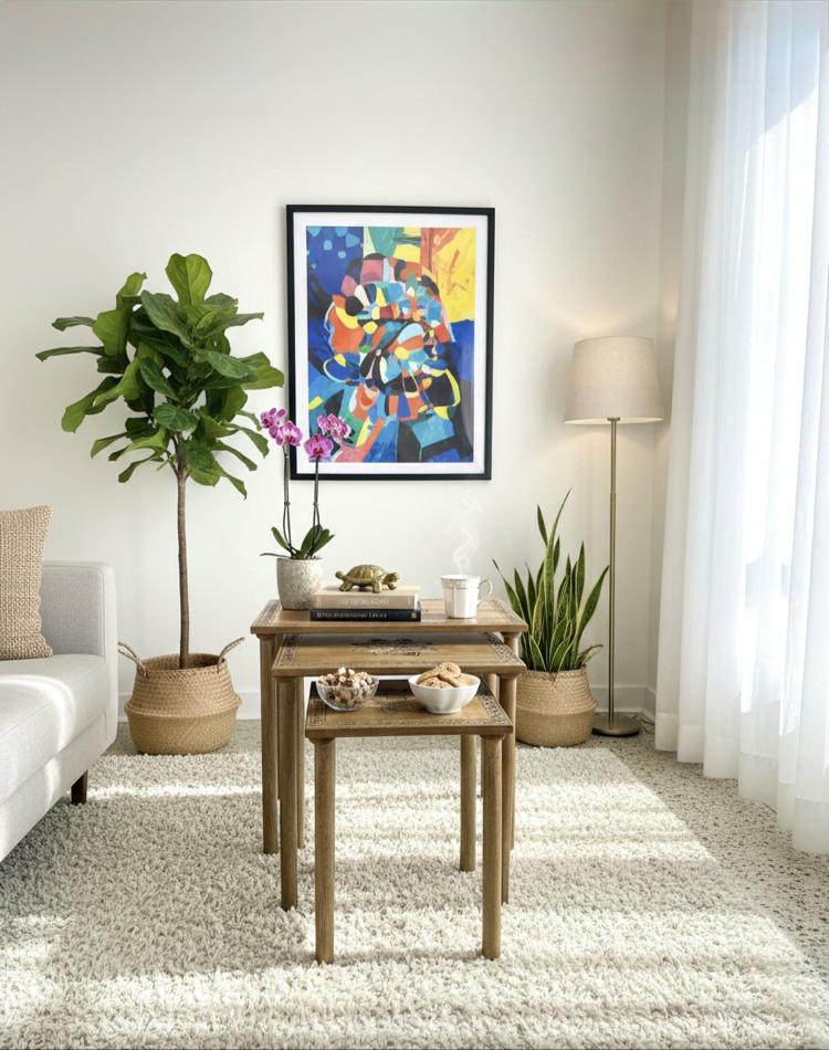 Lotus İşlemeli Zigon Sehpa