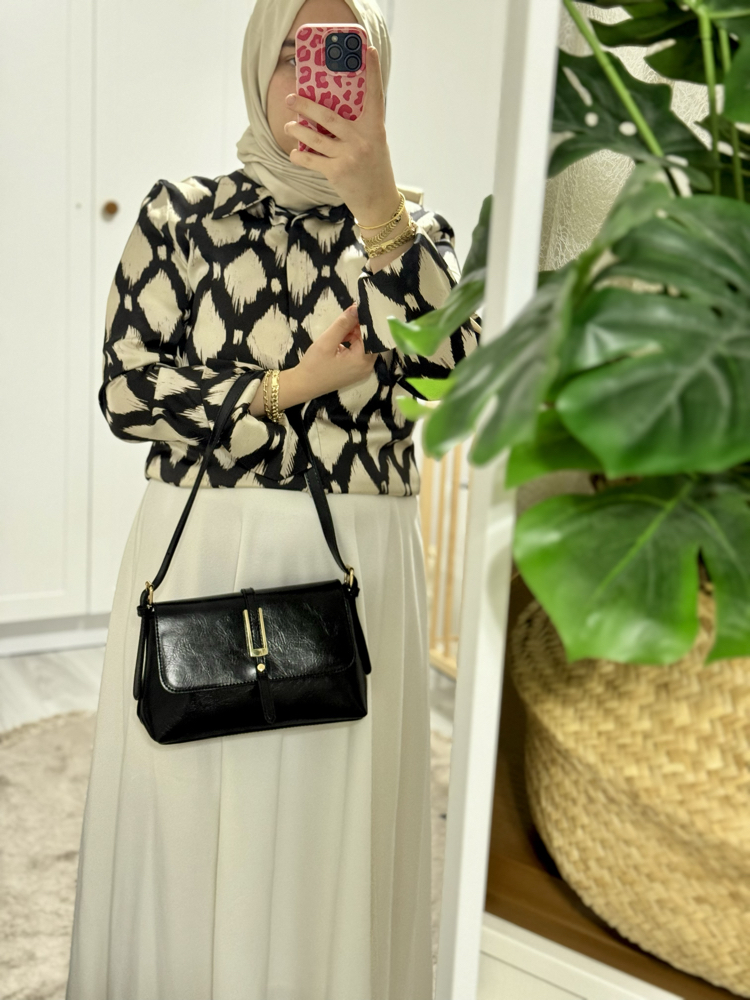 Elira Siyah Pinterest Model El ve Omuz Çantası