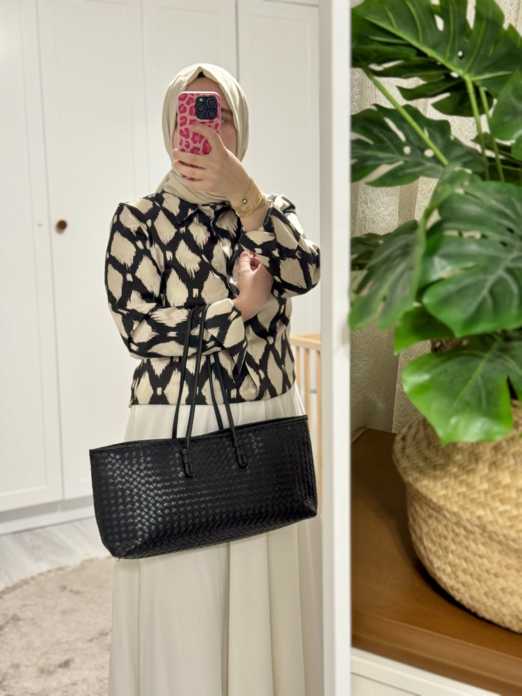 Strap Siyah Örgü Model El Çantası