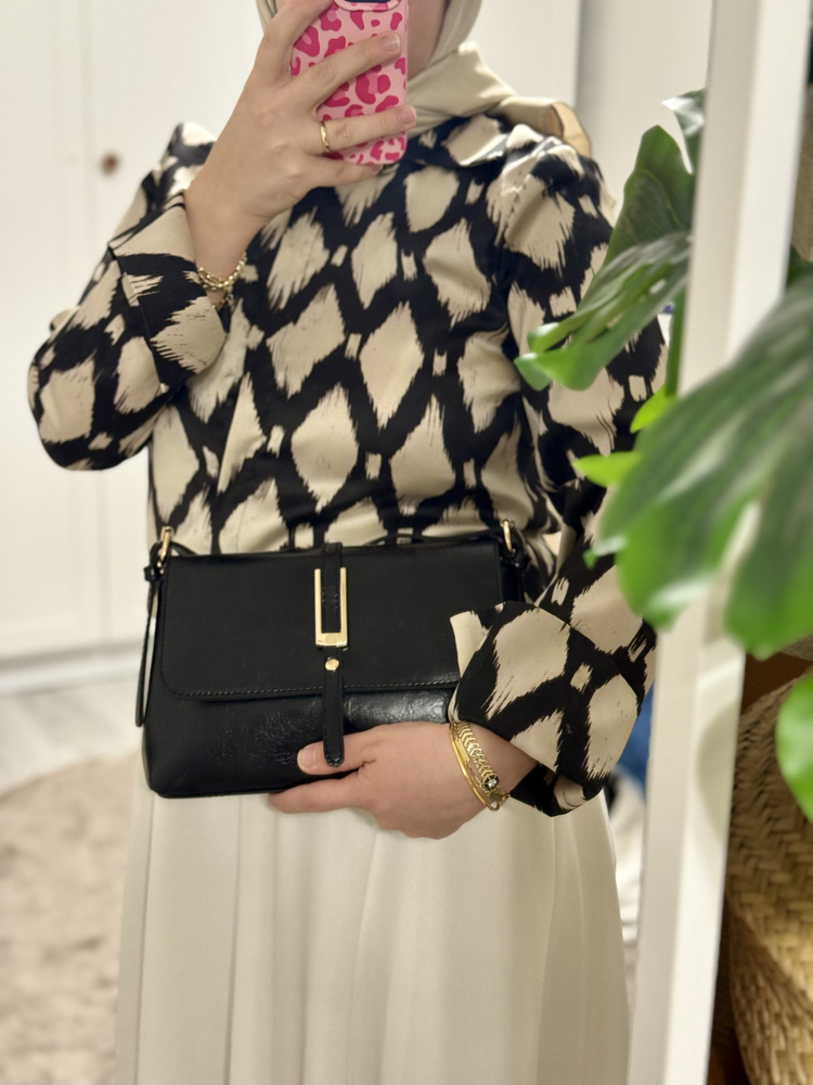 Elira Siyah Pinterest Model El ve Omuz Çantası