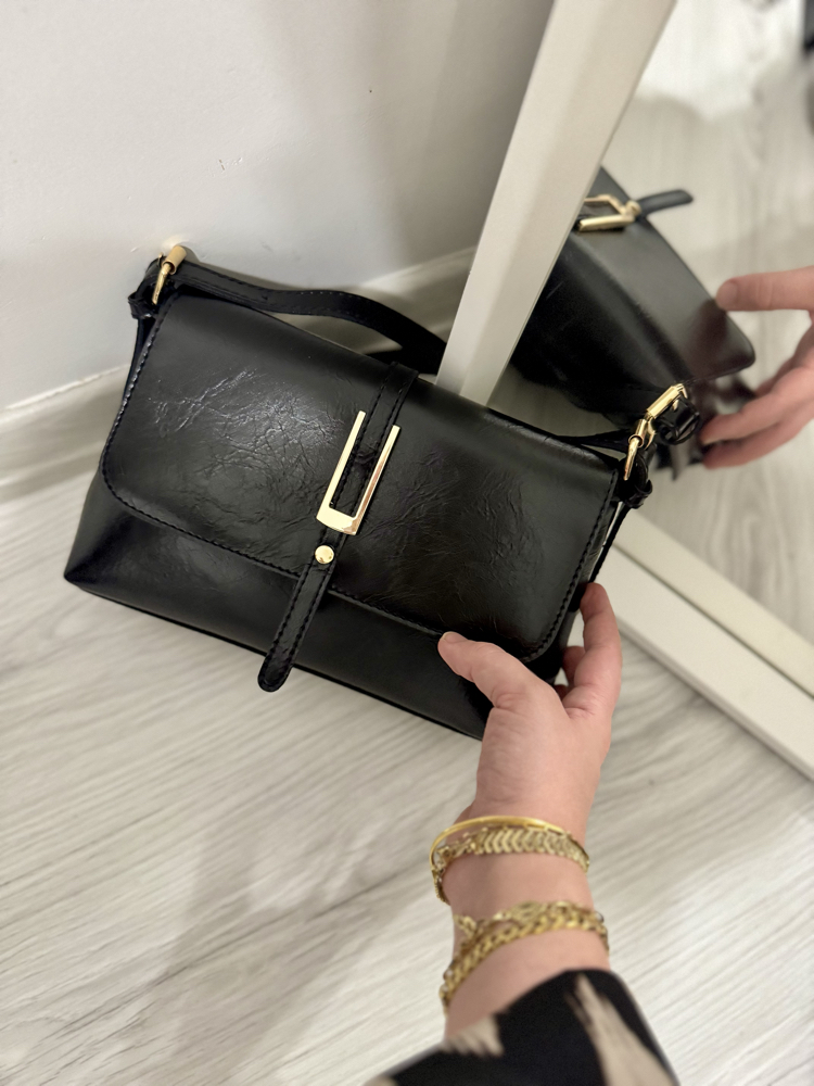 Elira Siyah Pinterest Model El ve Omuz Çantası