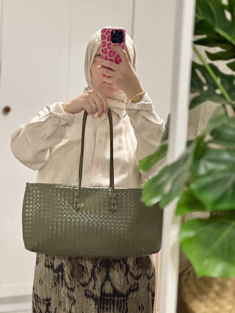 Strap Haki Örgü Model El Çantası