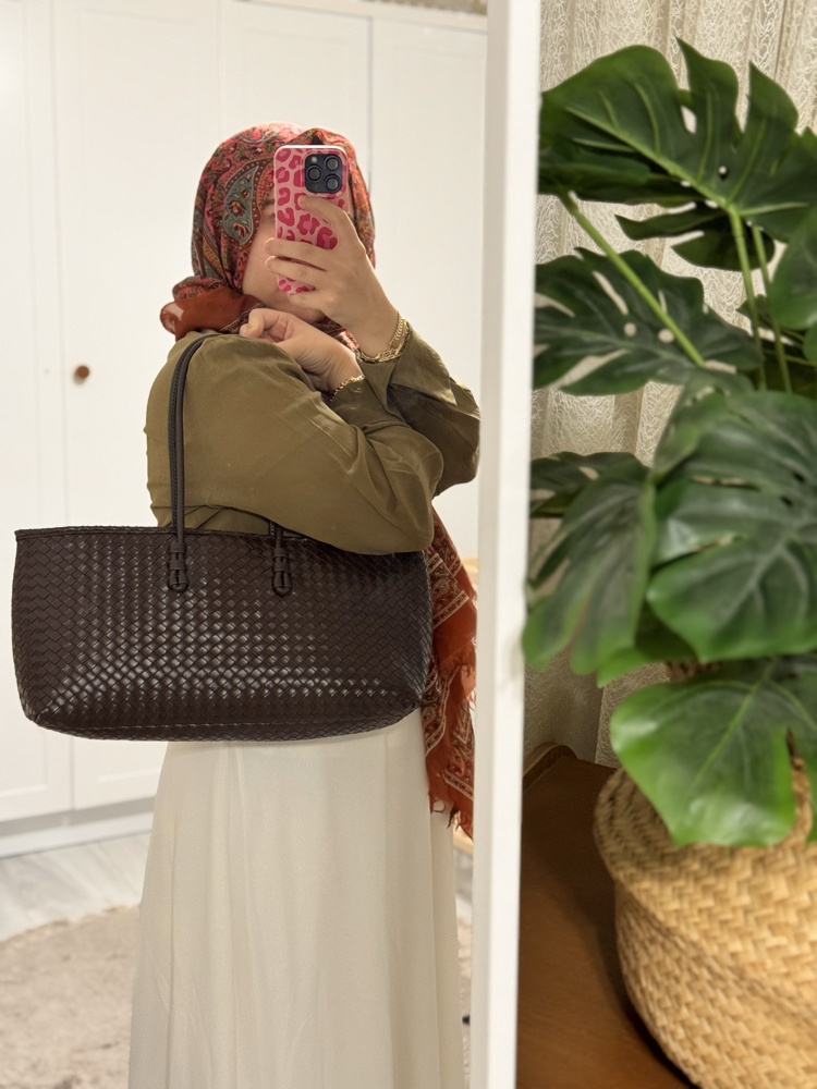 Strap Acı Kahve Örgü Model El Çantası