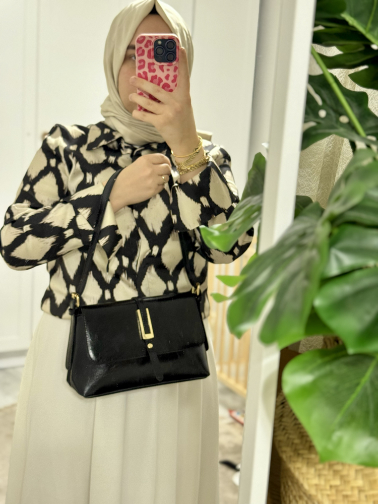 Elira Siyah Pinterest Model El ve Omuz Çantası
