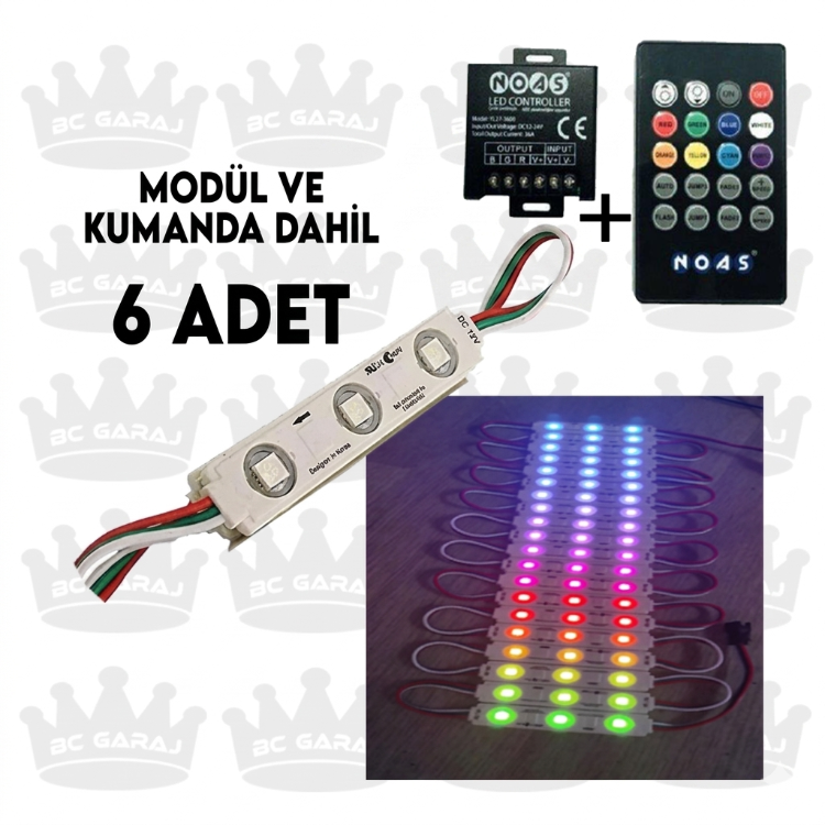 6x RGB Parmak Led + Özellikli Modül Kumanda