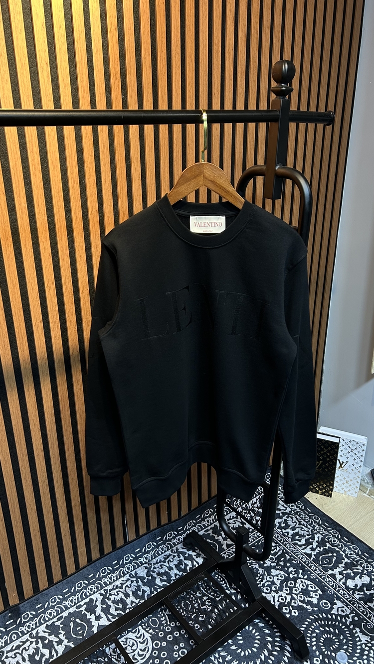 Valentino Siyah Yazılı Premium Sweat