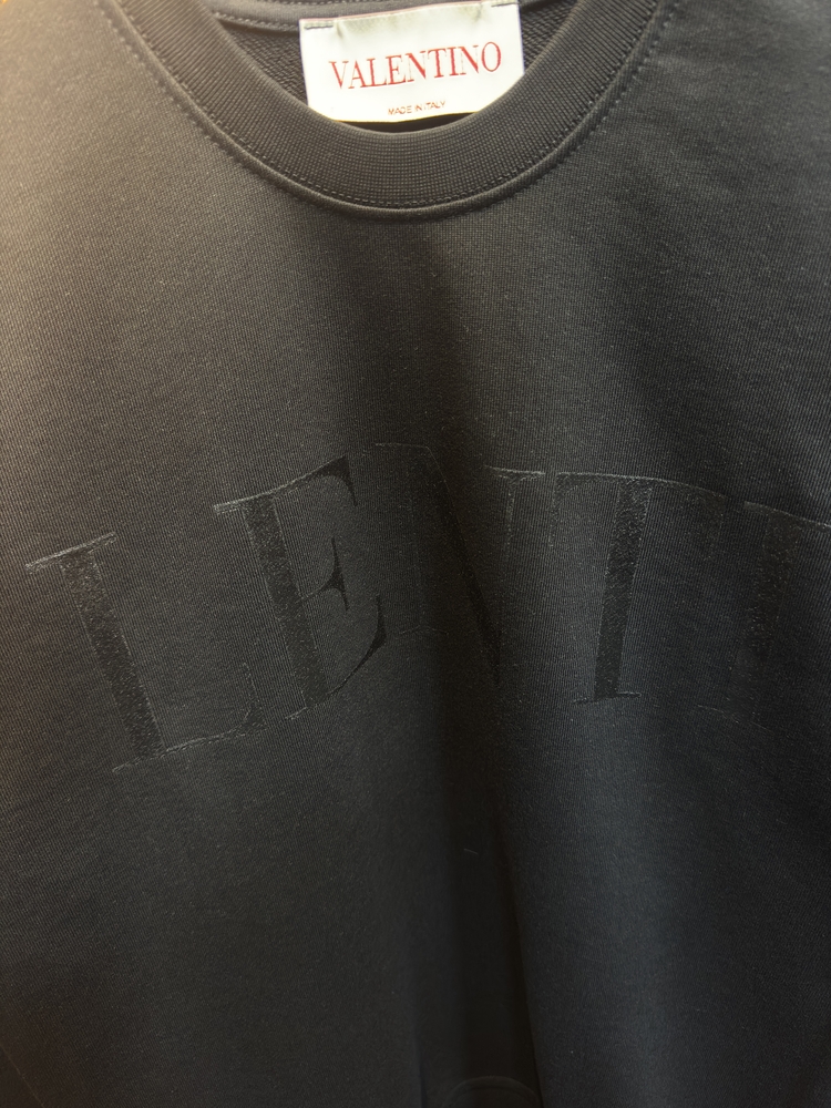Valentino Siyah Yazılı Premium Sweat