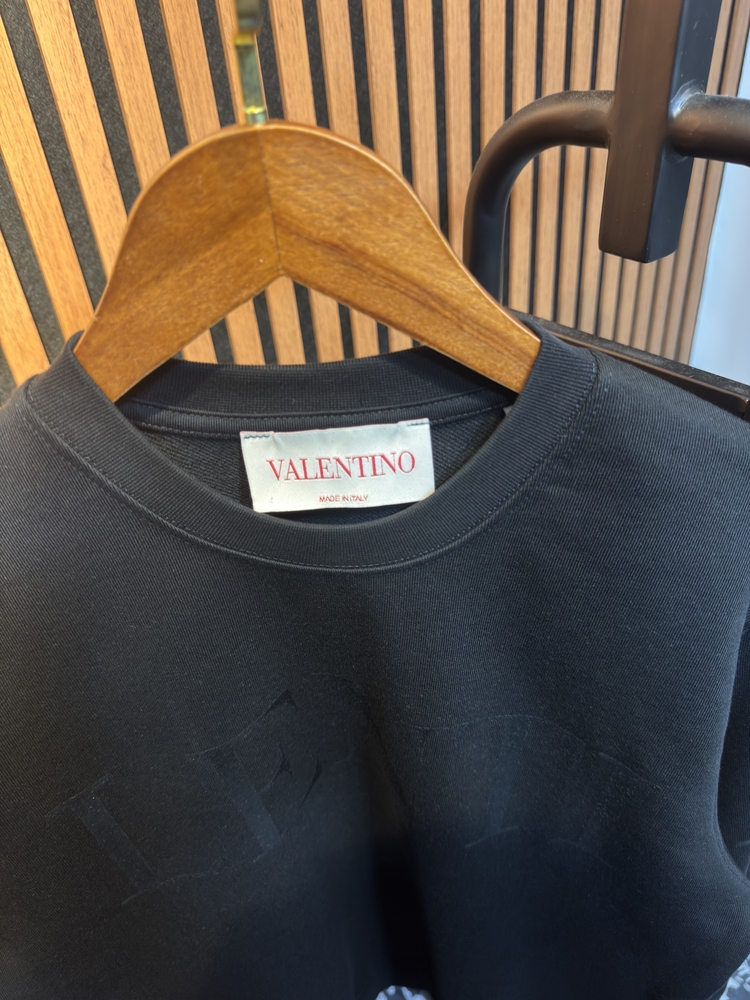 Valentino Siyah Yazılı Premium Sweat