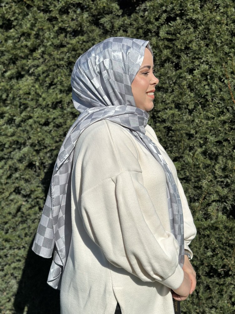 DAMA DESEN JAKAR ŞAL GRİ