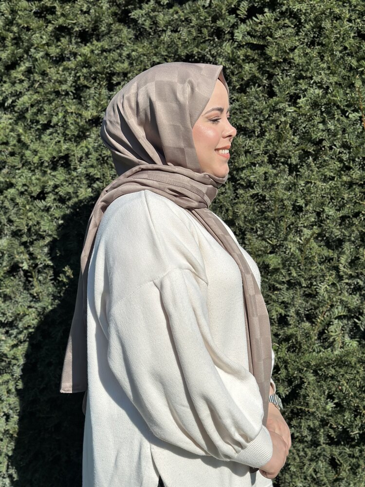 DAMA DESEN JAKAR ŞAL KAHVERENGİ