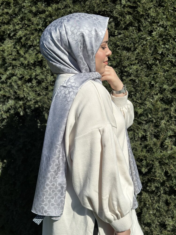 BLOOM DESEN İPEKSİ JAKAR ŞAL GÜMÜŞ