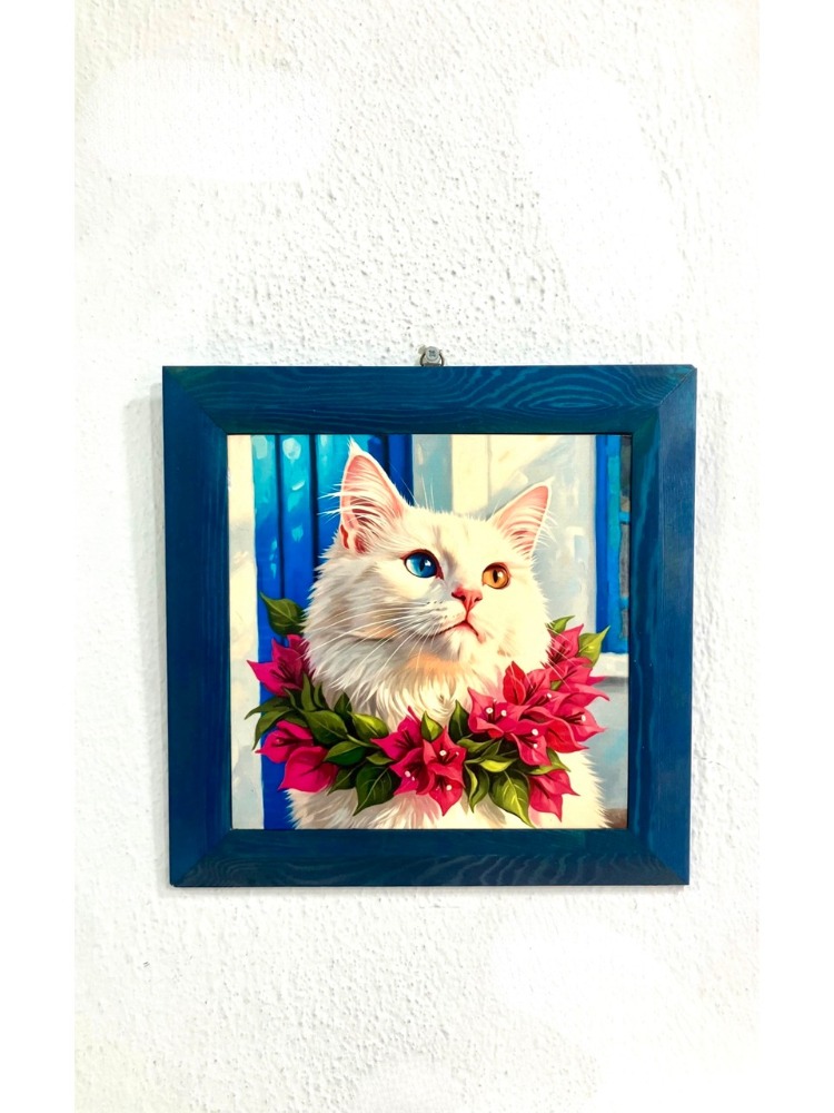 Begonvilli Kedi Bodrum Temalı Taş Tablo