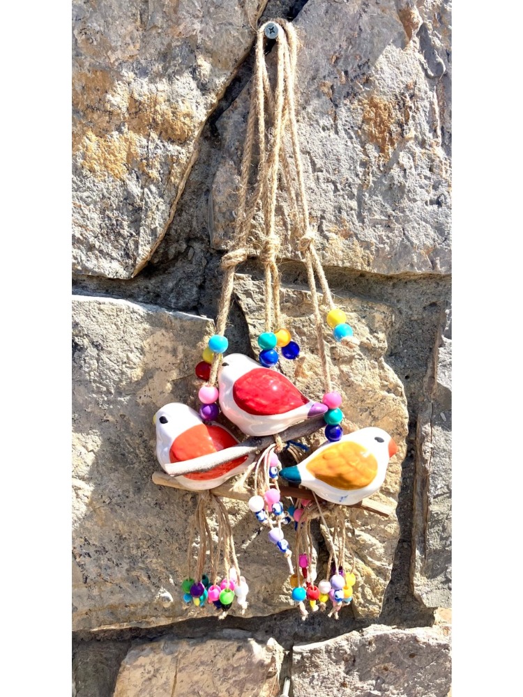 Bahçe Balkon Süsü Seramik Serçe 3’lü Set