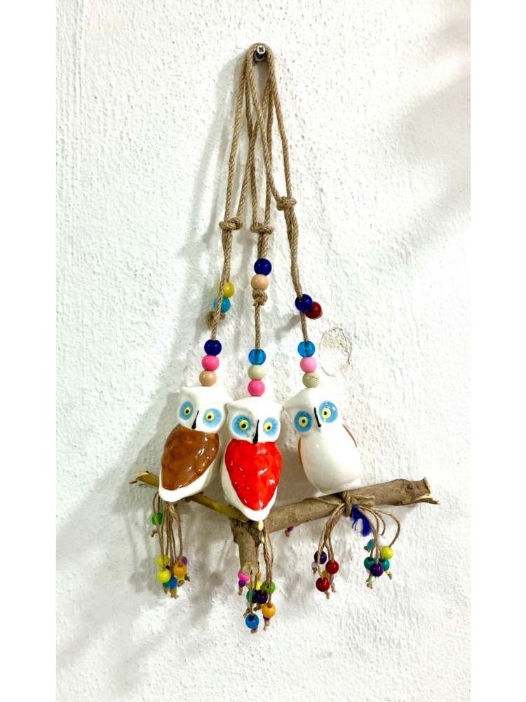 Bahçe Balkon Süsü Seramik Baykuş 3’lü Set