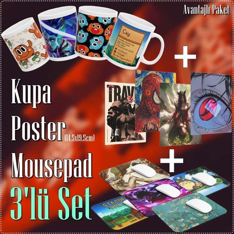 3'lü Set (Kupa, Poster, Mousepad)