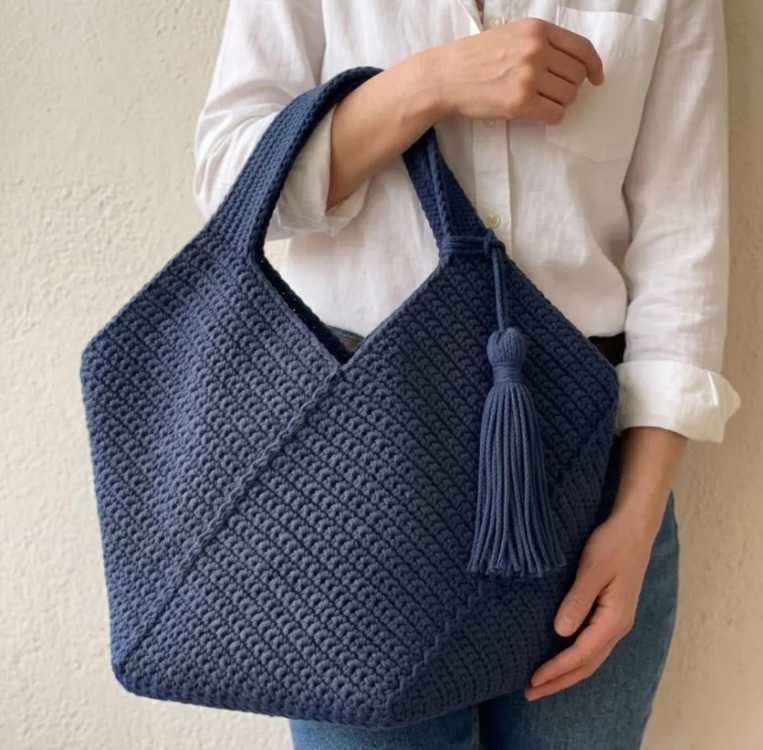 Handmade Crochet Tote Bag Pattern, Boho Chic Shoulder Bag