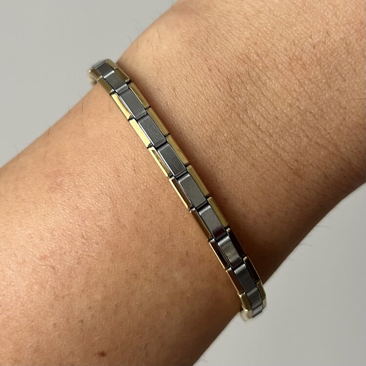 İçi silver dışı gold 5mm şeritli italyan bileklik