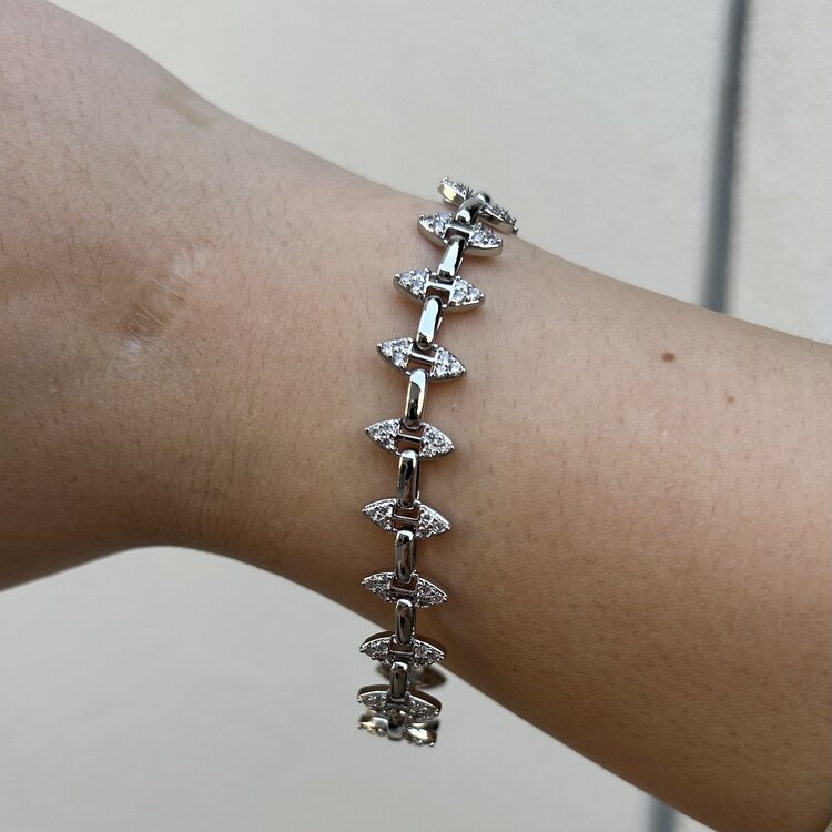 Zirkon Taşlı Silver Künye Bileklik 