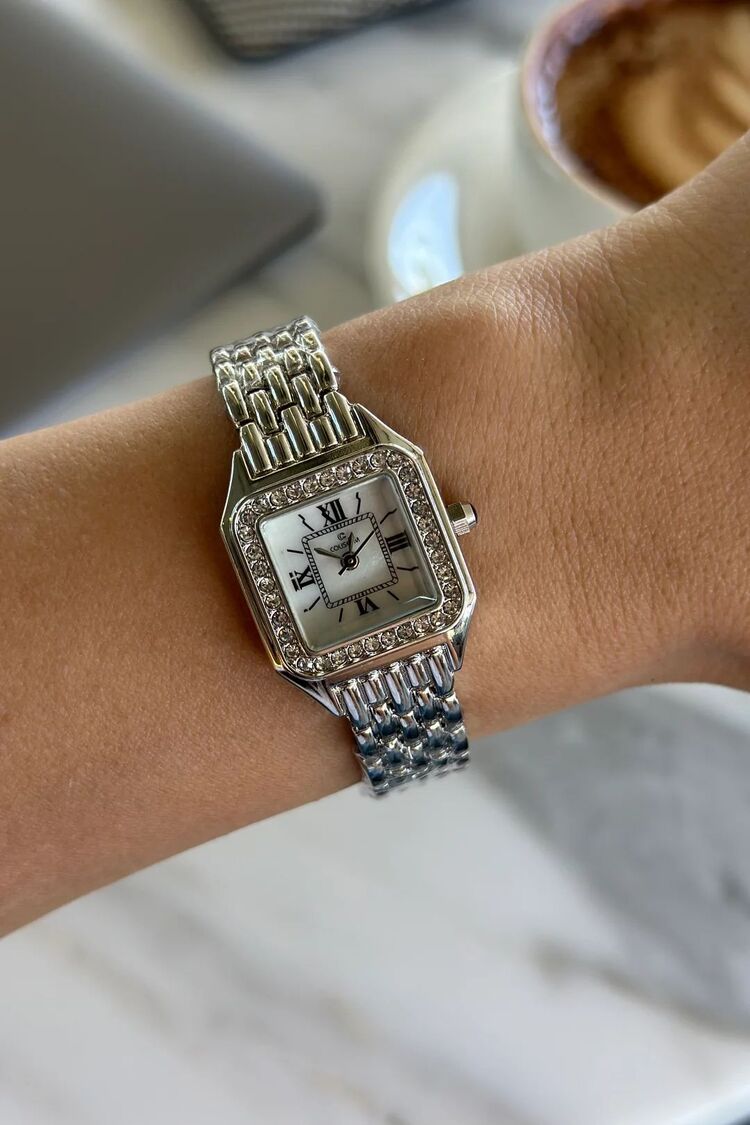 Silver Cartier Model Beyaz Saat