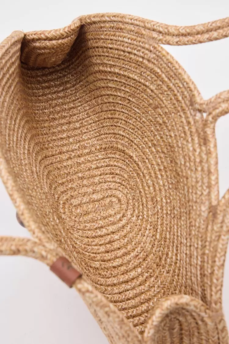 Palmie Düğmeli Handmade Hasır Omuz Çantası