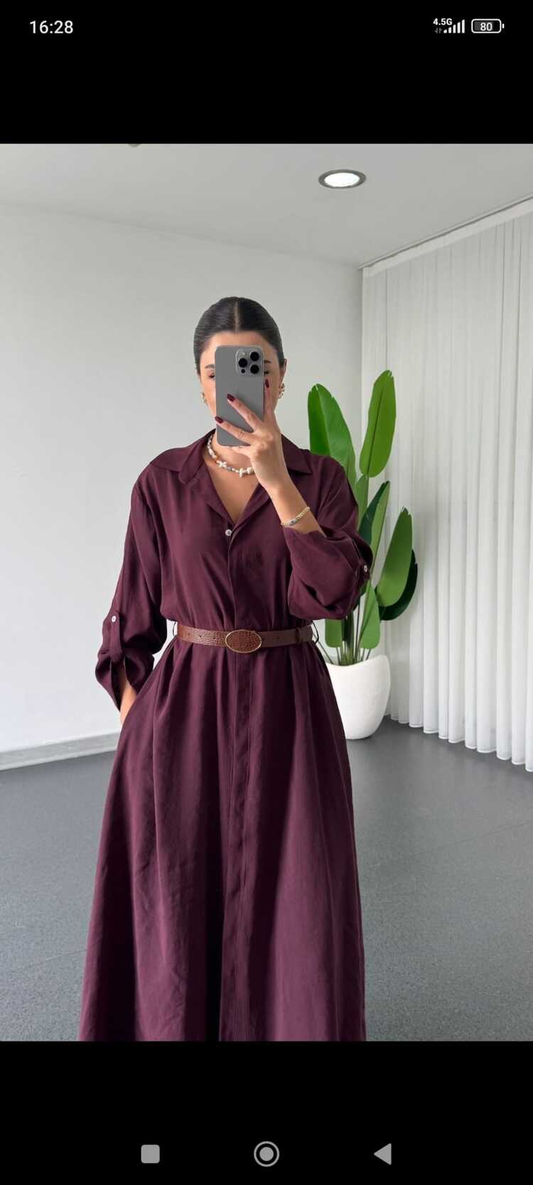 PE2- MÜRDÜM RENGİ UZUN OVERSIZE ELBİSE