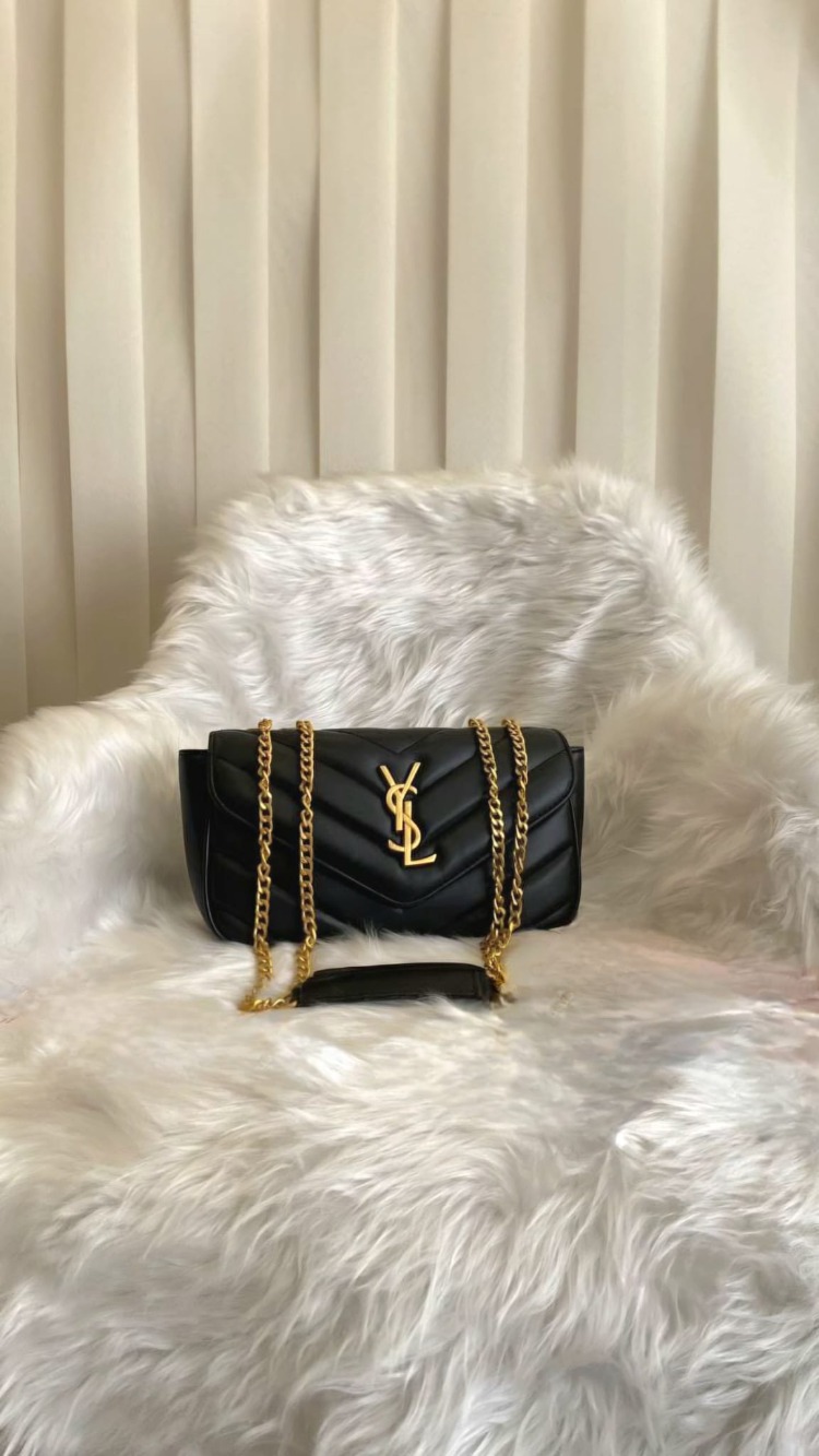L11- Saint Laurent Loulou Puffer/Puffer Toy Stil Çanta (Siyah)