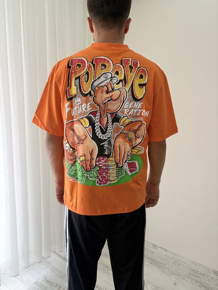 Popeye Oversize Turuncu Tişört