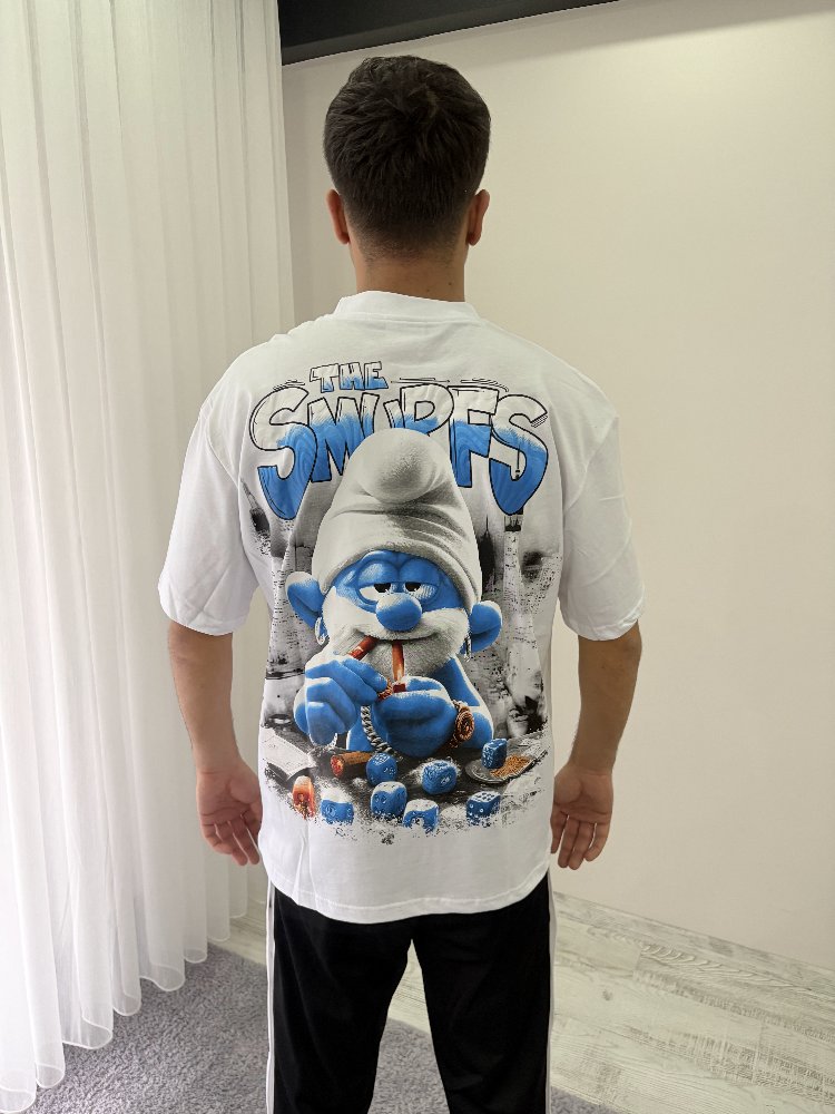 Smurfs Oversize Beyaz Tişört