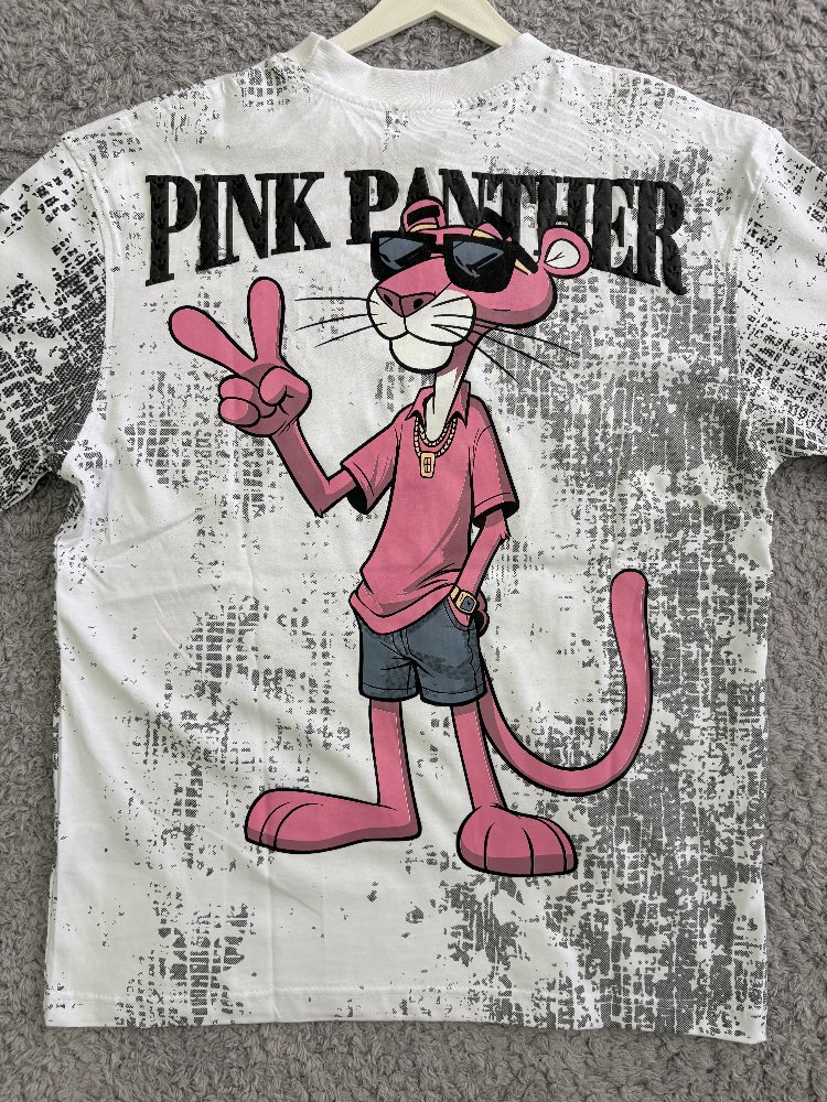 Pembe Panter Oversize Beyaz Tişört