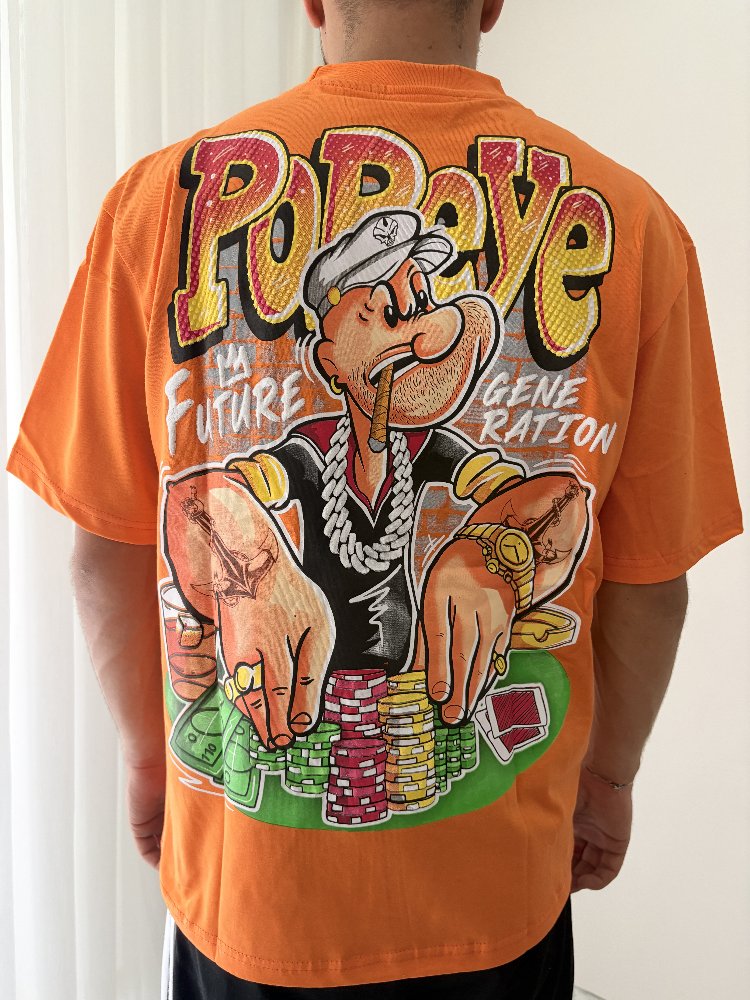 Popeye Oversize Turuncu Tişört