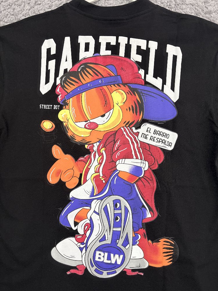 Garfield Oversize Siyah Tişört