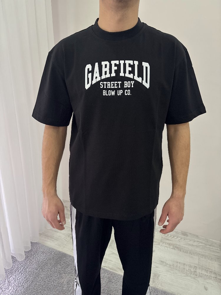 Garfield Oversize Siyah Tişört