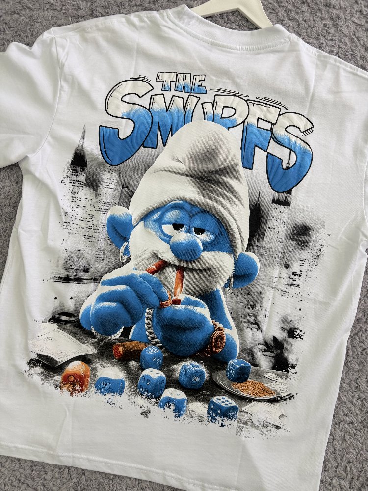 Smurfs Oversize Beyaz Tişört