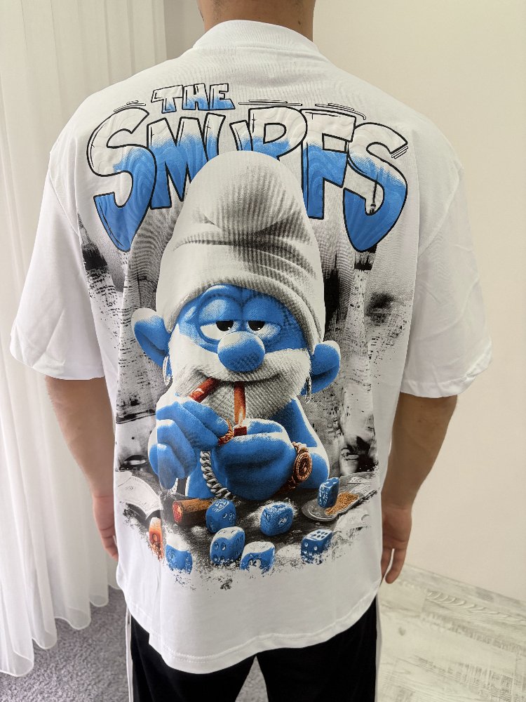 Smurfs Oversize Beyaz Tişört