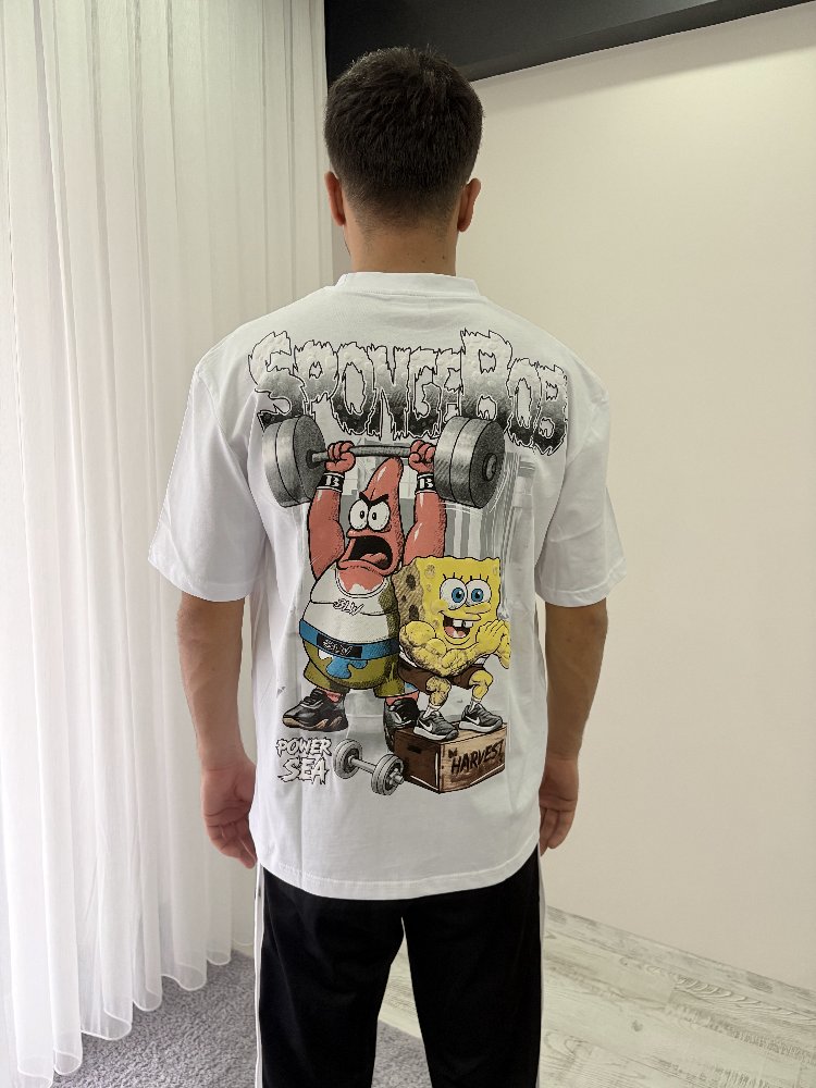 Sponge Bob Oversize Beyaz Tişört