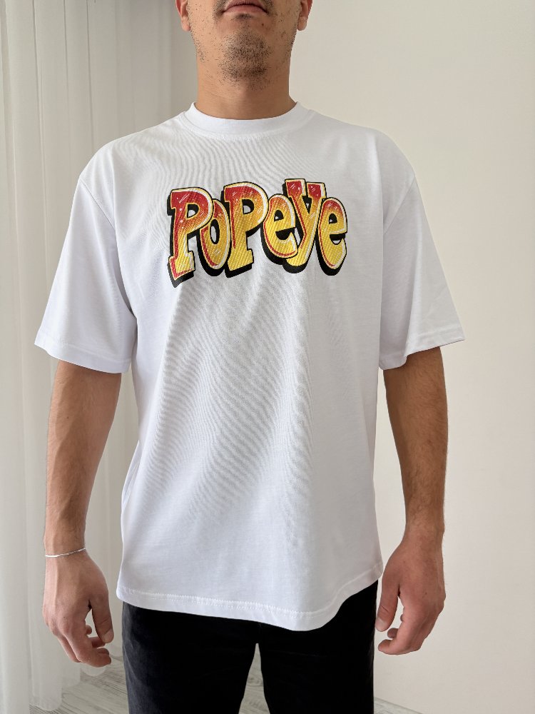 Popeye Oversize Beyaz Tişört