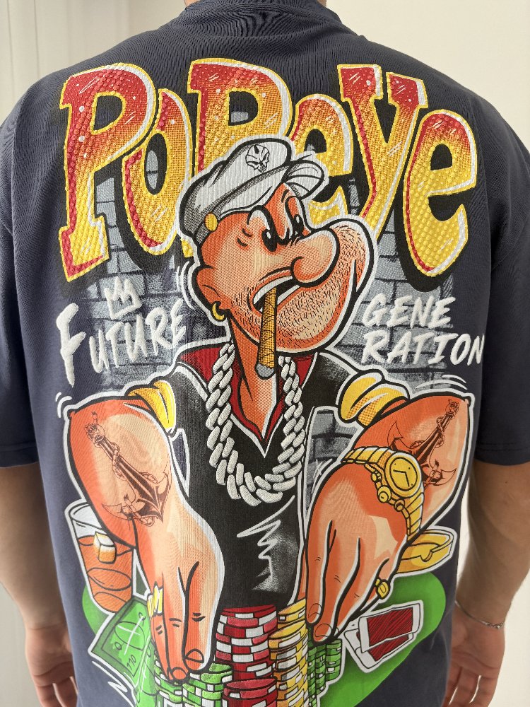 Popeye Oversize Füme Tişört