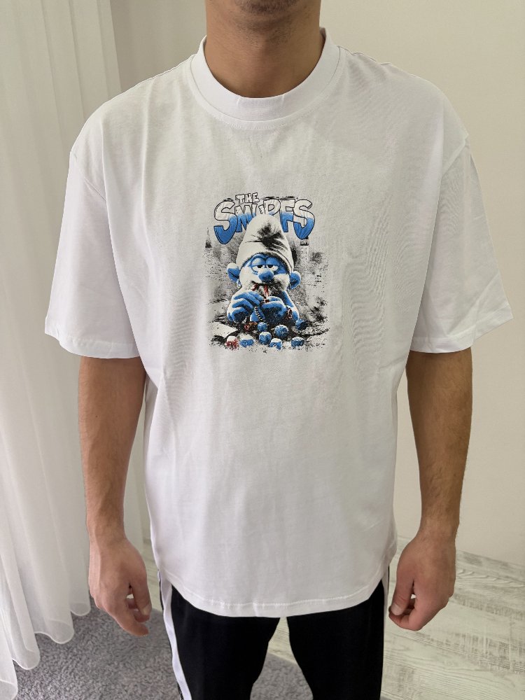 Smurfs Oversize Beyaz Tişört