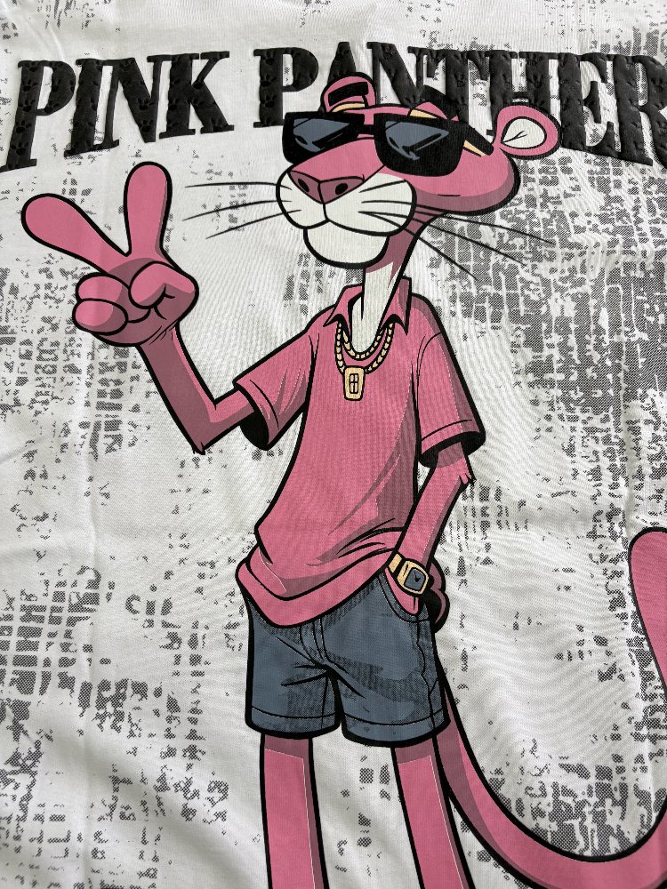 Pembe Panter Oversize Beyaz Tişört
