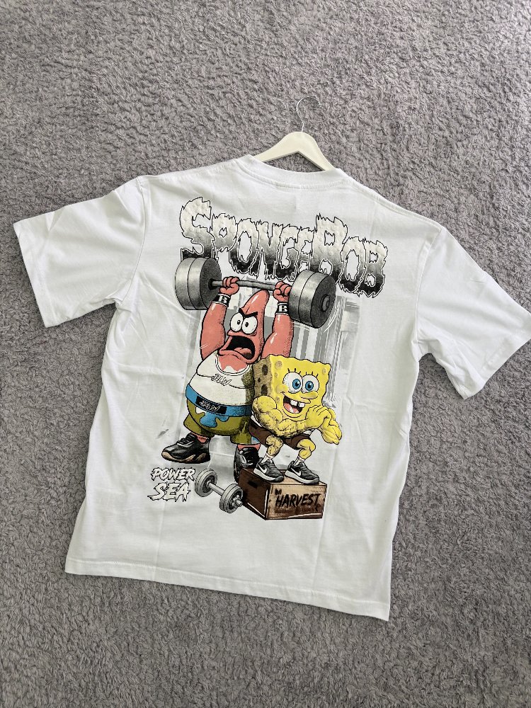 Sponge Bob Oversize Beyaz Tişört