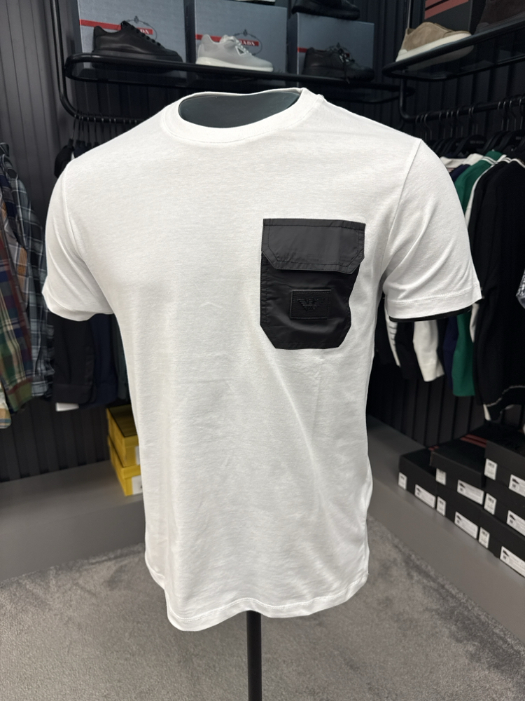 OUTLET ÜRÜNÜ Emporıo armani cep detaylı T-shirt (26503-beyaz)
