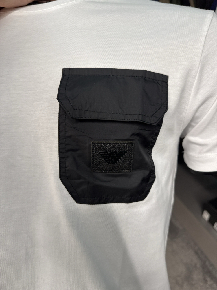 OUTLET ÜRÜNÜ Emporıo armani cep detaylı T-shirt (26503-beyaz)