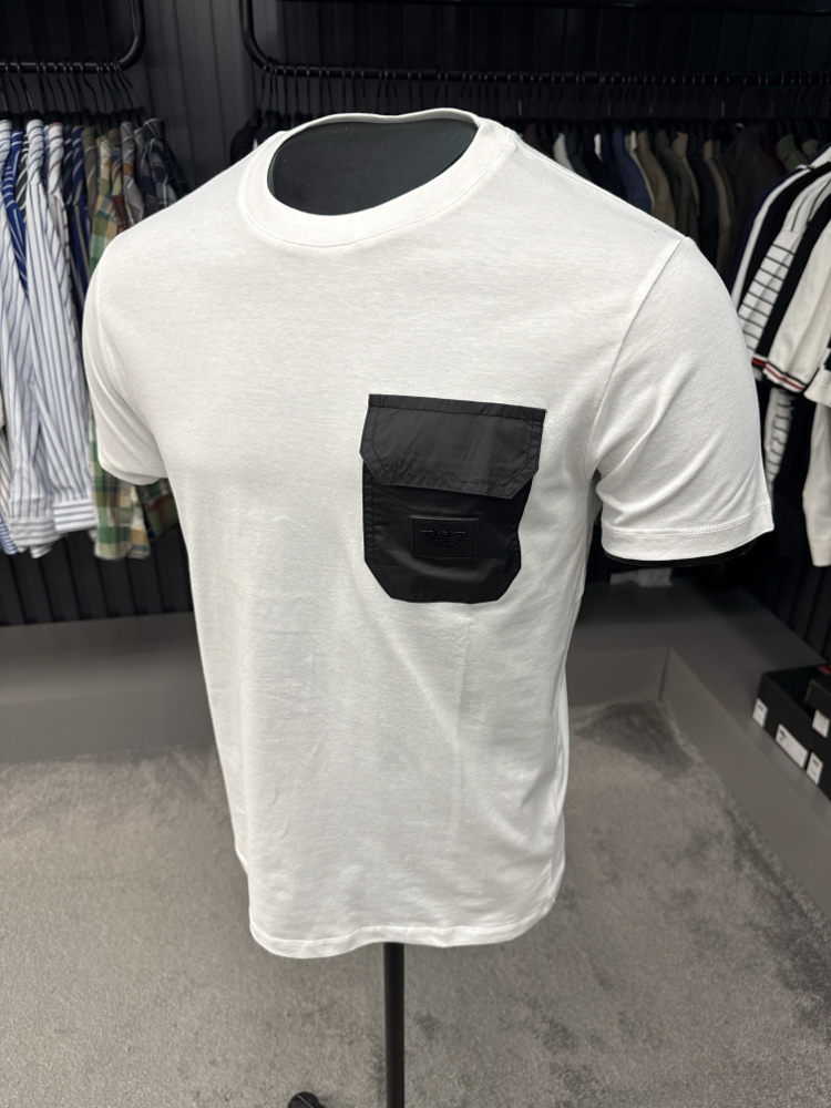 OUTLET ÜRÜNÜ Emporıo armani cep detaylı T-shirt (26503-beyaz)